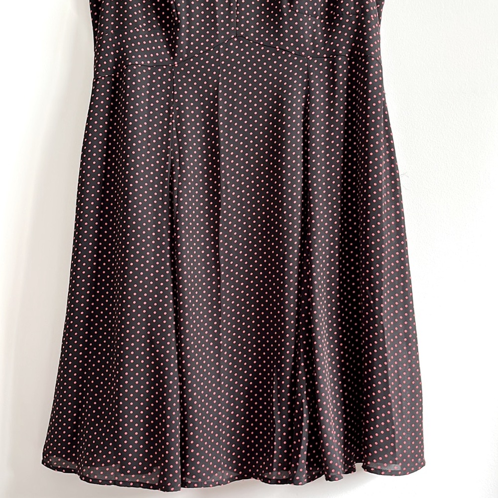 REVIEW Polka Dot Midi Dress. Black and Pink Colours, Fit and Flared. - Picture 9 of 9